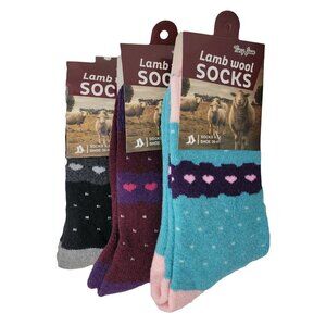 NWT Women's Lamb Wool Crew Socks, Thermal Warm Winter Heavy Duty Boot, 3 Pairs